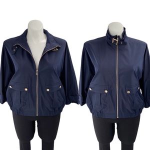 St. John jacket XL dark blue 3/4 sleeves with front pockets